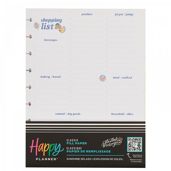 The Happy Planner Sunshine Splash Classic Shopping List Filler Paper