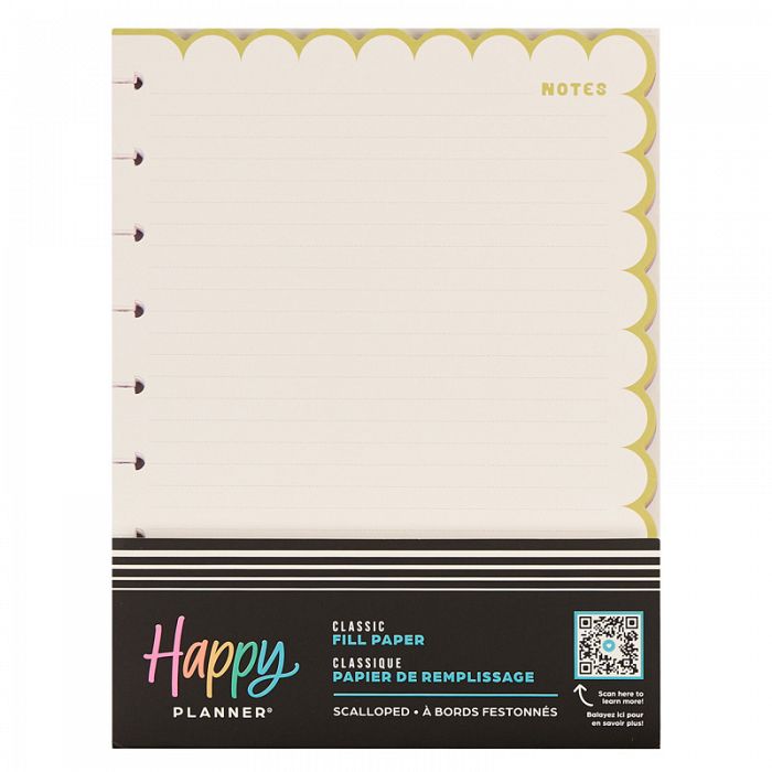 The Happy Planner Sunshine Splash Classic Scalloped Edge Dotted Lined Classic Filler Paper