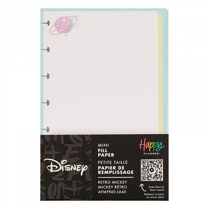 The Happy Planner Disney Mickey Mouse & Friends Retro Mini Dotted Lined Mini Filler Paper