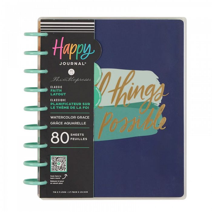 The Happy Planner Watercolor Grace Faith Disc Bound Guided Journal