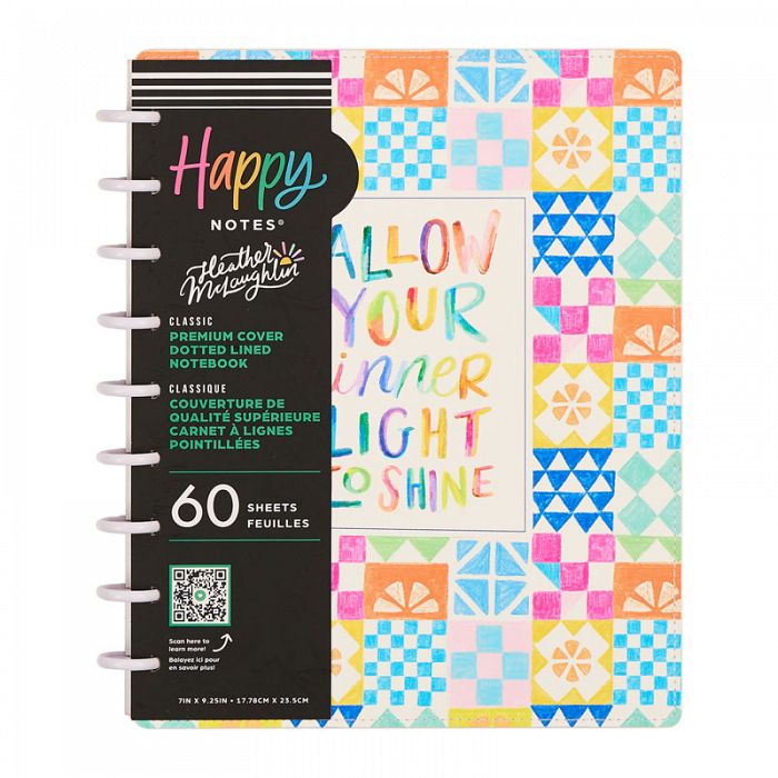 The Happy Planner Sunshine Splash Deluxe Vegan Leather Cover Dotted Line Classic Disc Bound Notebook