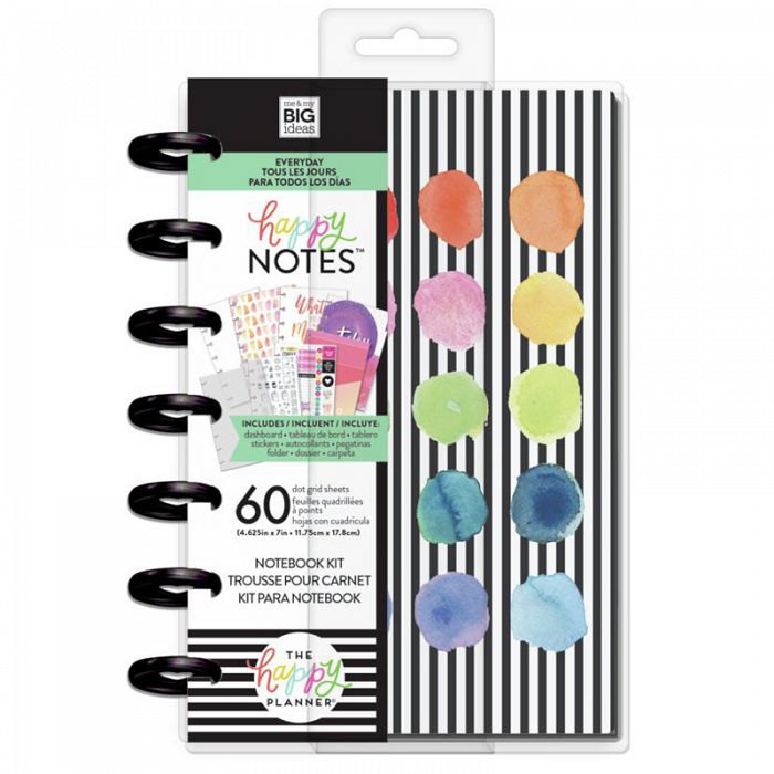 The Happy Planner Everyday Black White Watercolor Dots Mini Notebook Kit