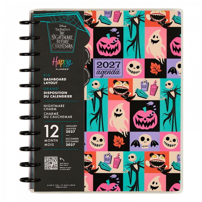 The Happy Planner THP Licensed Disney Nightmare Charm Big 12 Month Disc Bound Dated Planner January 2027 - December 2027