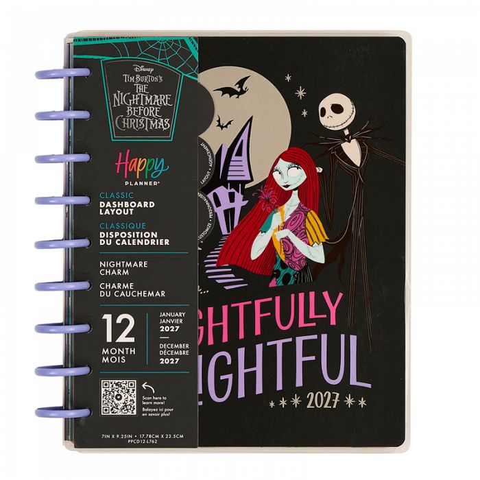 The Happy Planner THP Licensed Disney Nightmare Charm Classic 12 Month Disc Bound Dated Planner January 2027 - December 2027