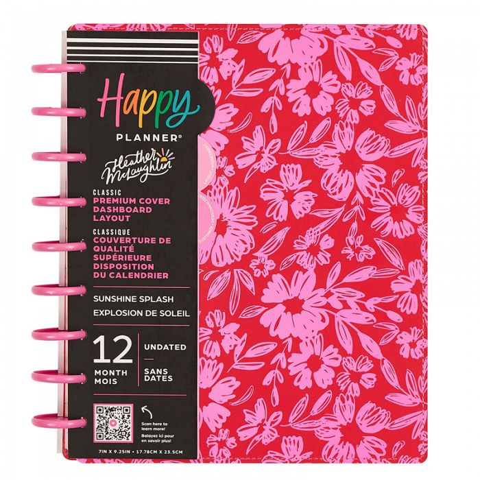 The Happy Planner Sunshine Splash Deluxe Vegan Leather Cover Classic Undated Customizable Planner Dashboard Layout