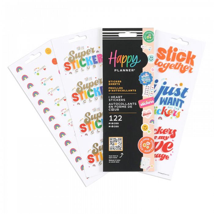 The Happy Planner I Heart Stickers 8 Sheet Sticker Sheet BUY ME FOR 50% OFF with your cart order of $30+ before taxes. Use discount code HAPPYSTICKER25