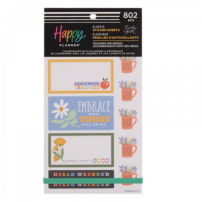 The Happy Planner Teachers are Heroes Classic 30 Sheets Sticker Value Pack