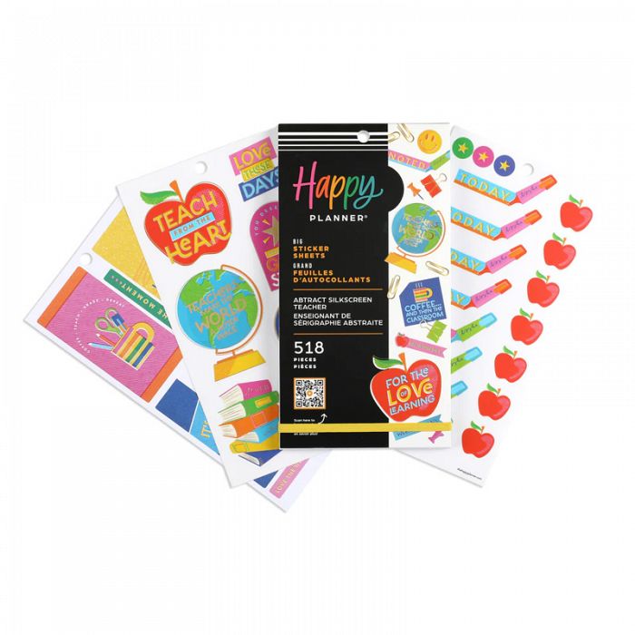The Happy Planner Abstract Silkscreen Teacher Big 30 Sheet Sticker Value Pack