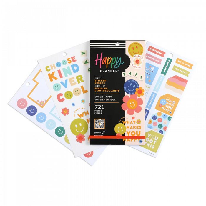 The Happy Planner Super Happy Classic 30 Sheet Sticker Value Pack BUY ME FOR 50% OFF with your cart order of $30+ before taxes. Use discount code HAPPYSTICKER25