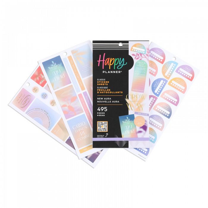 The Happy Planner New Aura Classic 30 Sheet Sticker Pack 495 Stickers BUY ME FOR 50% OFF with your cart order of $30+ before taxes. Use discount code HAPPYSTICKER25