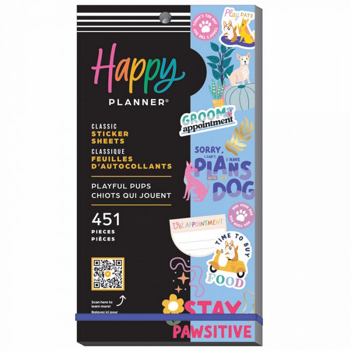 The Happy Planner Playful Pups Classic 30 Sheet Sticker Pack **1 unit left in stock**