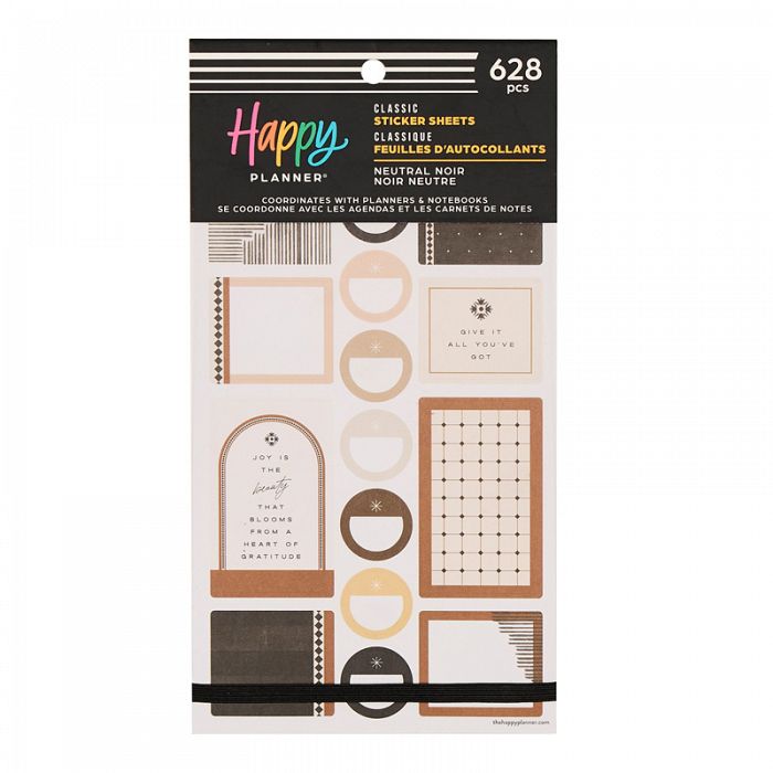 The Happy Planner Neutral Noir 30 Sheet Sticker Value Pack