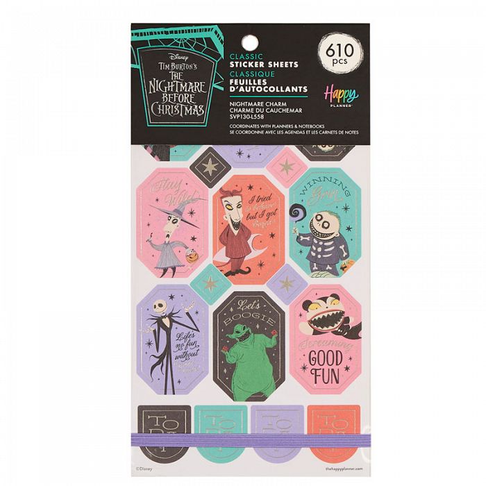 The Happy Planner THP Licensed Disney Tim Burton's The Nightmare Before Christmas Charm 30 Sheet Sticker Pack